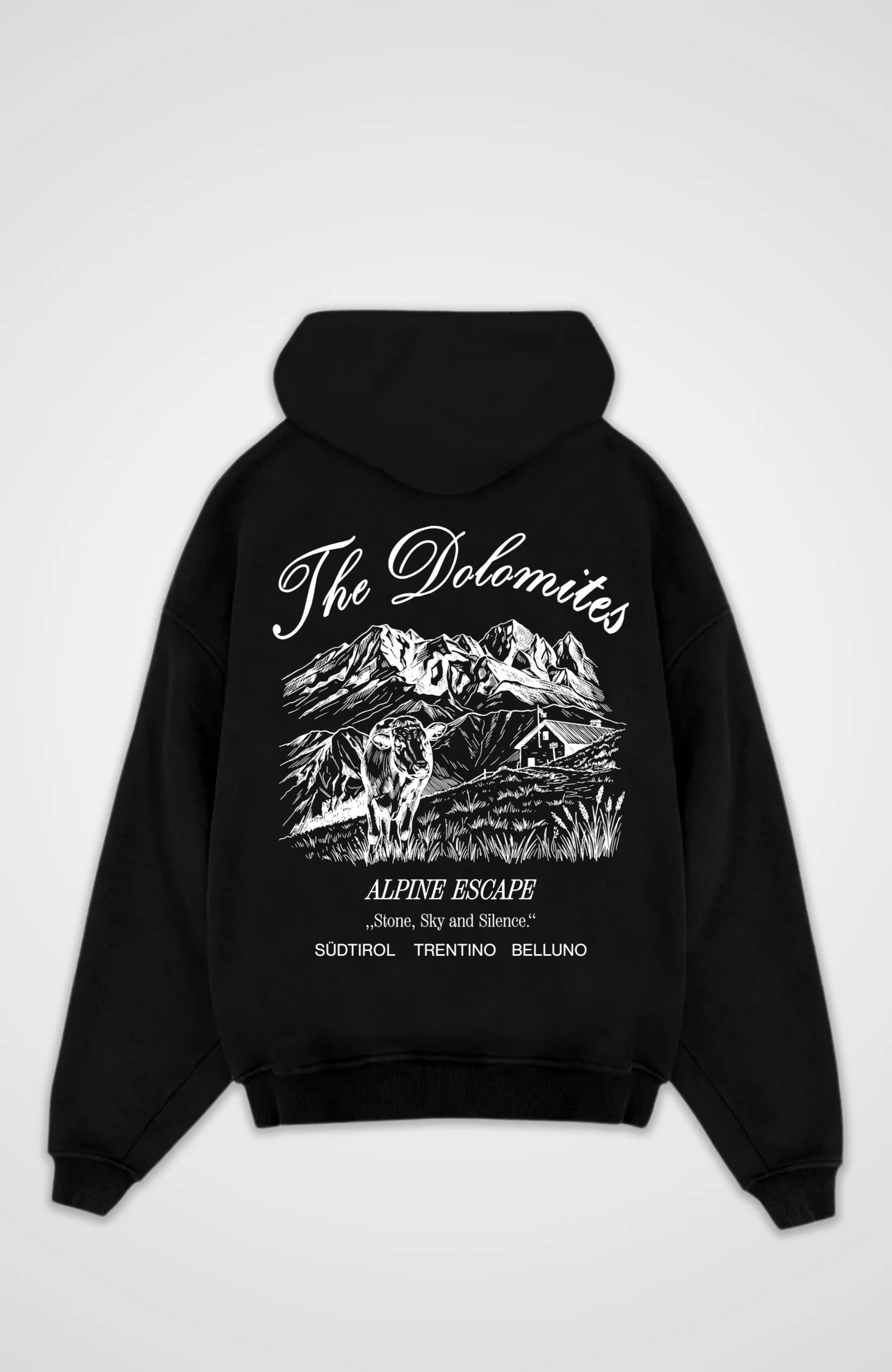 THE DOLOMITES OVERSIZED HOODIE - Black Back (Designed)