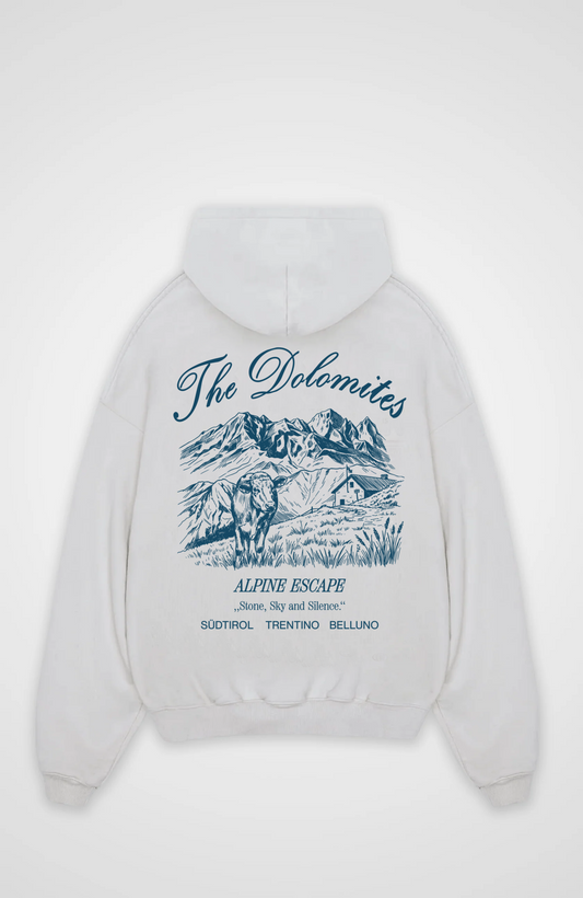 THE DOLOMITES OVERSIZED HOODIE - White Back (Designed)