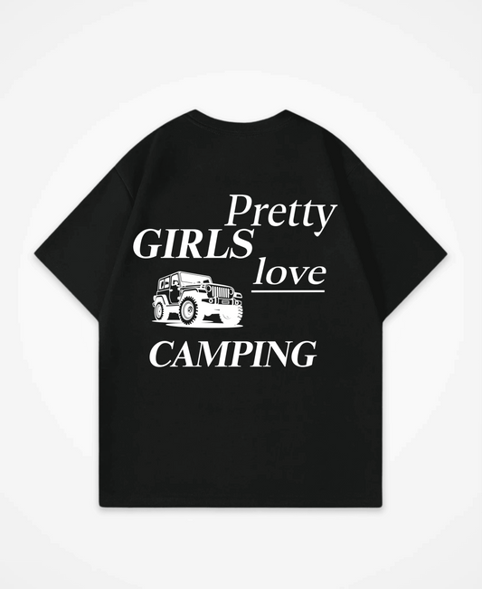 PRETTY GIRLS LOVE CAMPING OVERSIZED SHIRT