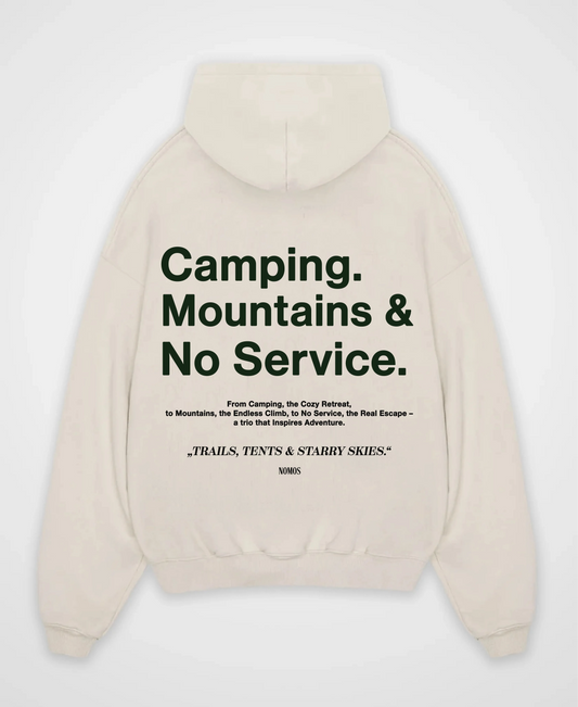 CAMPING, MOUNTAINS & NO SERVICE OVERSIZED HOODIE