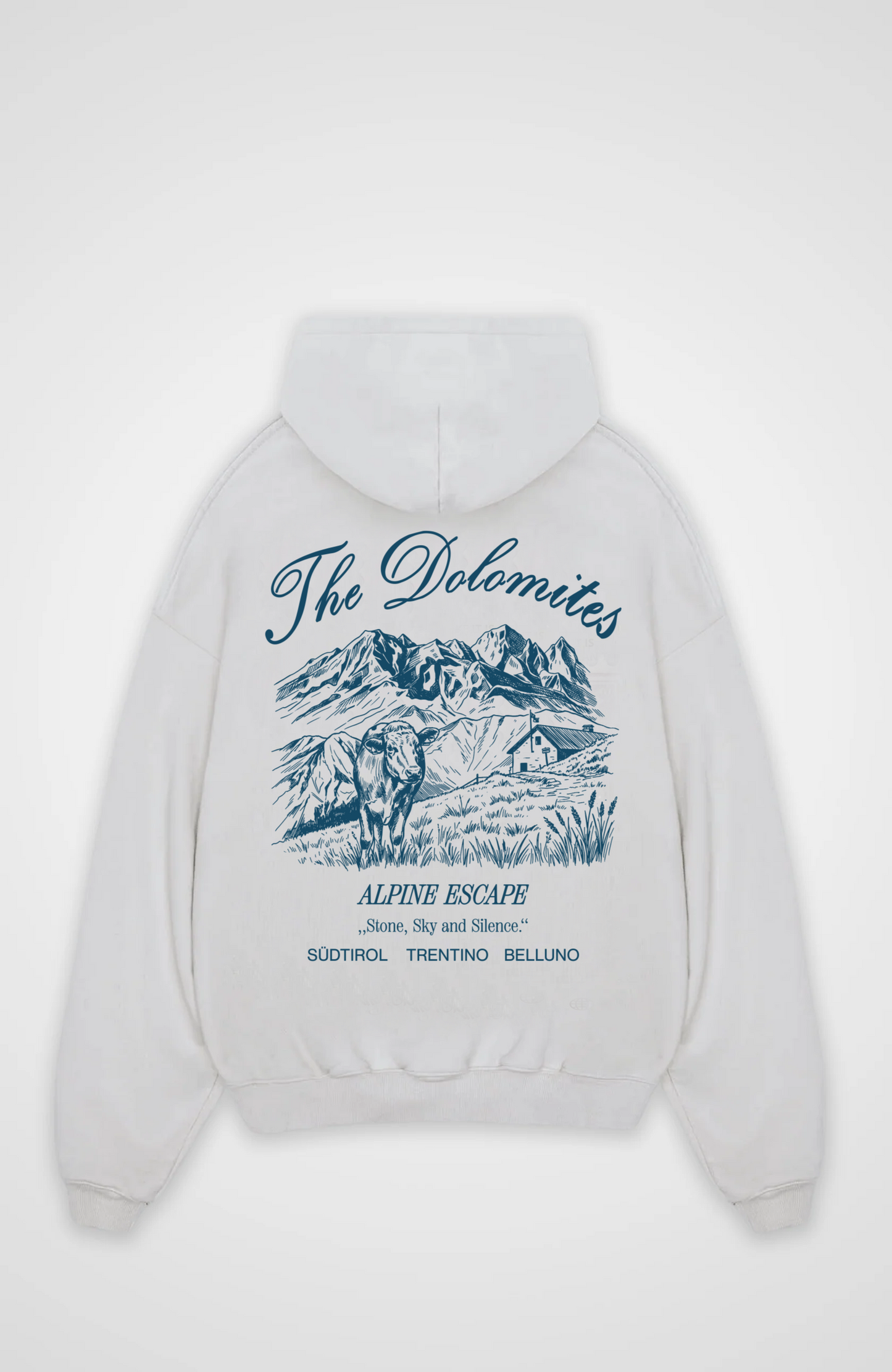 THE DOLOMITES OVERSIZED HOODIE - White Back (Designed)