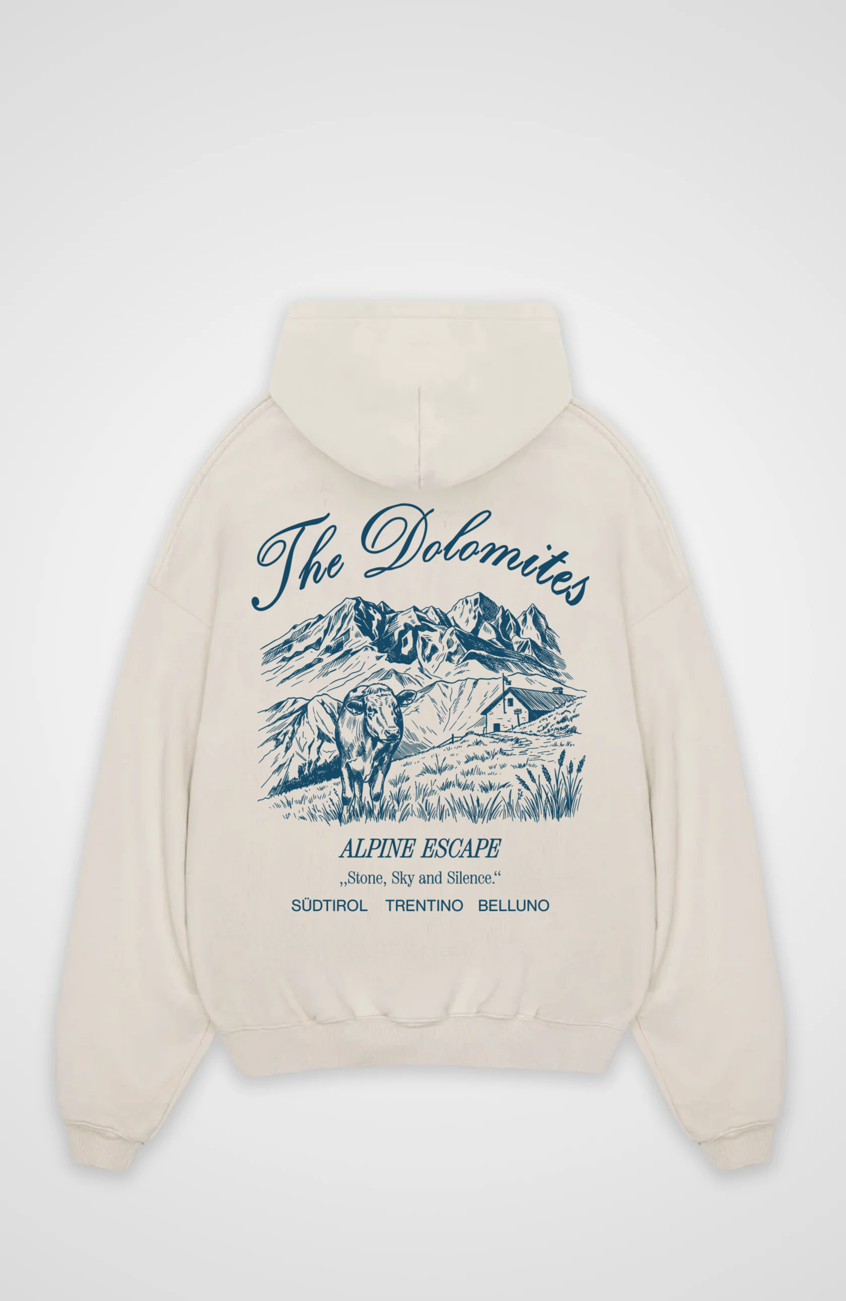 THE DOLOMITES OVERSIZED HOODIE - Beige Back (Designed)