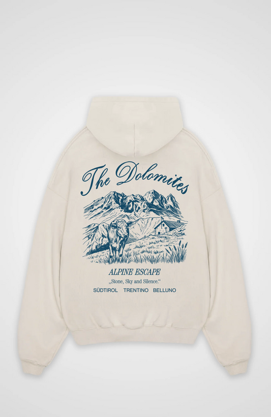 THE DOLOMITES OVERSIZED HOODIE - Beige Back (Designed)